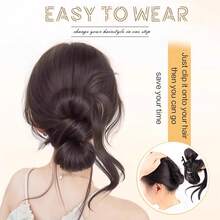 Elegante fermaglio a pinza per extension per chignon da donna, extension per capelli con fiocco sintetico, elegante parrucco in fibra resistente alle alte temperature per donna, facile da usare, senza strumenti necessari, perfetto per stili casual, accessori per capelli per donna - Multicolore - Visualizzare 6