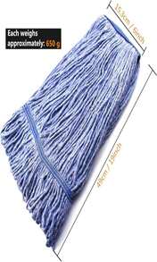 String Mop Heads Replacement Heavy Duty Commercial Grade Blue Cotton Looped End Wet Industrial Cleaning Mop Head Refills (1, Medium)