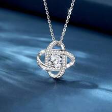 To My Daughter Love Knot Pendant Necklace, Gift From Dad, Daughter Gift, Gift For Girls Accessories, Christmas Gift With Card And Box - 銀色 - 查看 3