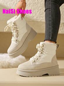 新款户外雪地靴，Merlard 风格，充满气息，厚毛皮衬里雪地靴防滑厚底，保暖防冻，时尚，毛皮衬里，防冻冠军，冬季旅行必备，锁住温暖，勃艮第雪地靴，米色雪地靴