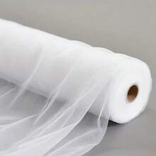 1 Piece, Elegant Extra-Long White Tulle Wedding Background Cloth - 50 Meters /10 Meters /30 Meters In Length, Suitable For DIY Bride's Party, Birthday, Halloween And Christmas Decoration - Hand-Washed Transparent Party Ceremony Background Cloth, Perfect Valentine's Day And Bride's Gift, Wedding Decoration, Event Decoration, Simple Design, High-Quality Handcrafted Materials
