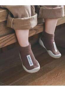 1 Pair Solid Color Anti-Slip Toddler Socks With Leather Sole, 0-4 Years Old