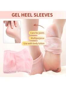 Găng tay chân dưỡng ẩm dạng gel tái sử dụng - Miếng đệm khuỷu tay dưỡng ẩm không cồn, Tất nửa chân màu hồng mềm mại cho gót chân và khuỷu tay, Chăm sóc du lịch hàng ngày tiện dụng, Độ đàn hồi tăng cường, Thiết kế xếp nếp, Chất liệu linh hoạt - Nhiều màu - Xem 3