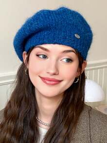 1 Berretto basco di lana soffice per donna, in tinta unita, adatto per l'uso quotidiano in autunno e inverno, lavabile a mano ma non in lavatrice