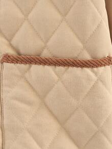 Women's Cotton Jacket 2025 Winter Fashion Casual Pocket Rhombus Plaid Street Style Cotton Coat For Women