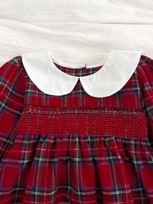 Body de Noël pour bébé fille, body à col claudine à carreaux à manches longues