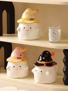 1 件陶瓷可爱幽灵杯带盖，独特新奇杯子，送给女性的礼物