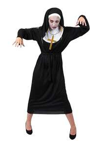 Conjunto de 3 piezas de disfraces de monja para mujeres - Accesorios de disfraz de monja, vestidos negros, cruces colgantes y tocados, disfraces de santa y pecadora, disfraces de monja para cosplay de Halloween