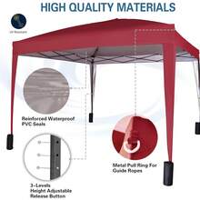 MCC Direct Pop-Up Gazebo 3m X 3m With Sides 2 Wind Bars & 4 Weight Bags & Silver Protective Layer Waterproof Marquee Canopy WS - Red - View 7