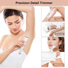 Conduroma 3-In-1 Rechargeable Eyebrow Trimmer For Women & Men – Portable Facial Hair Trimmer With Nose Trimmer Head, Replaceable Precision Cutter Heads And Adjustable 2/3/4mm Comb Lengths For Face, Beard, Eyebrows, Legs & Underarms. - White - View 6