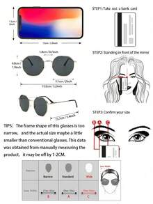 1pc Black Round Metal Frame Glasses, Elegant & Versatile All-Match Fashion Eyewear, Suitable For Runway, Business, Casual And Outdoor Occasions - 金灰 - 查看 7