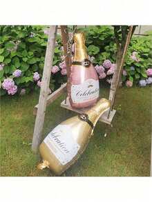 1PC 创意香槟瓶形铝箔气球，派对用品，节日装饰，生日派对用品，家居装饰，场景布置，婚礼用品 - 彩色 - 查看 6