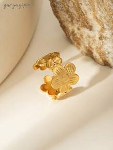 3 件不锈钢复古花卉和几何设计戒指，适合女性，日常佩戴，情人节、母亲节礼物