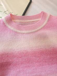 Girls Cute Ombre Knit Pullover Sweater, Suitable For Casual Wear In Spring, Autumn And Winter - Pink - View 4