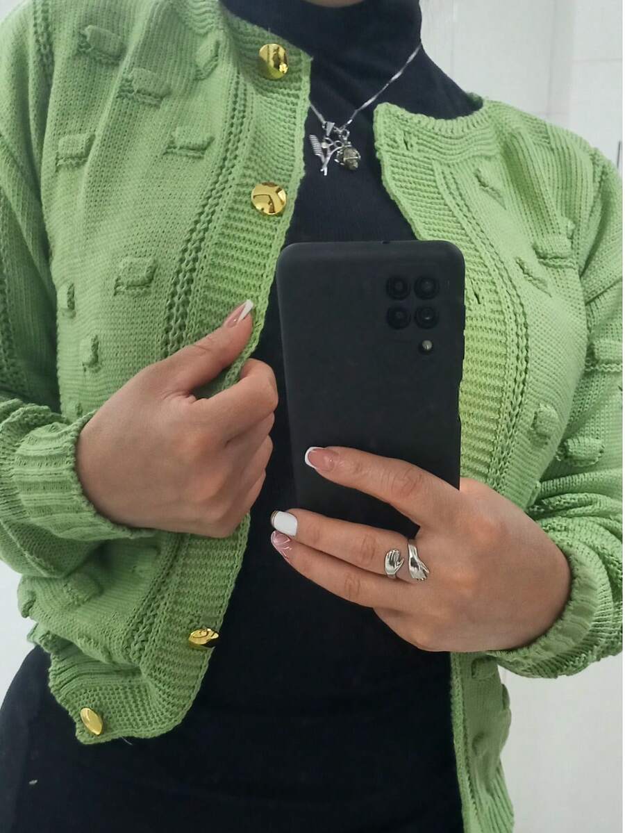 Women's Winter Coat Knitted Cold Weather Blouse Cardigan Style Simple Casual Party Knitwear Women's Clothing Travel Birthday Party Holiday Winter - 薄荷綠 - 查看 1