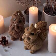 1 Stück Eichhörnchen & Eichel Kerzen Form, süße Streifenhörnchen Silikon Tier Seifenform für DIY Epoxidharz & Gips Basteleien, Heimdekoration Tonform