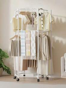 6-seitiger drehbarer Kleiderständer - stabiles Metallrohr, unabhängiges Design, tragbare und effiziente Kleidungsaufbewahrung und -präsentation, schwarz/weiß, geeignet als Wäscheorganizer für alle Jahreszeiten, hexagonale Form mit 6 Rollen drehbar und beweglich, Stütze aus 16 mm verstärktem Metallstab, geeignet für Schlafzimmer, Wohnzimmer, Balkon, Waschküche - Verschiedenfarbig - Übersicht 16