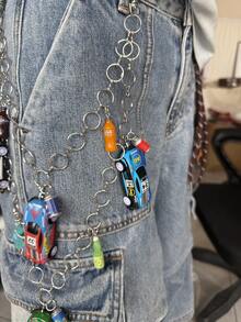 1pc Colorful Cyberpunk Racing Car Charm Dual-Layer Pants Chain, Punk Retro Y2K Streetwear Accessory (Random Color Beverage Bottle Style), Unisex - Multicolor - View 4