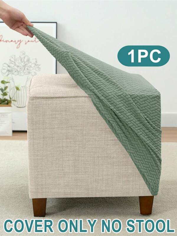 1PC Square Jacquard Stretch Ottoman Cover Anti-Dirty Durable Footrest Slipcover All Inclusive Stool Covers Furniture Protector