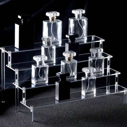 1 Piece - Acrylic Cosmetics Organizer, Multi-Layer Transparent Shelf, Suitable For Perfumes, Skincare Products, Cosmetics, Bathroom, Bedroom, Home Decoration, Reinforced And Stable Trapezoidal Design