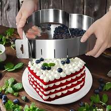 不锈钢心形伸缩蛋糕模具，天鹅浮雕模具，一体式装饰浮雕图案，生日快乐。适合圣诞节和生日派对使用 - 创意烘焙工具。 - 彩色 - 查看 12