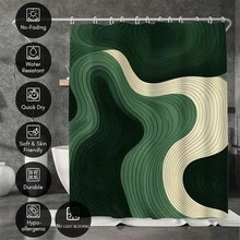 Bộ rèm phòng tắm chủ đề gợn sóng xanh lá cây 1 chiếc, rèm tắm trang trí phòng tắm, rèm cửa thời trang - Nhiều màu - Xem 3