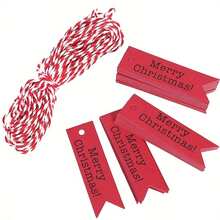 100pcs/Pack Christmas Kraft Paper Gift Tags With "Merry Christmas" & Fish Tail Design, With Strings For DIY Baking, Gift Wrapping - Multicolor - View 4