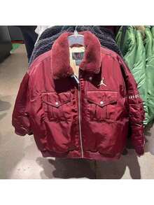 Nike 女子冬季防風保暖翻毛領外套棉服外套 - 酒紅色 - 查看 7