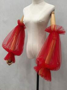 1pc Black Mesh Bubble Sleeve & 2pcs Elastic Bride Sleeve Covers Autumn Accessories