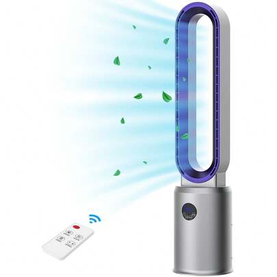  Advwin Bladeless Tower Fan For Bedroom, Portable Tower Fan Airflow Purifying Fan, 24 Speeds Setting, 12H Timing, Suitable For Room Bedroom Office Use