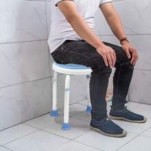 Shower Stool With Handle, 37-53cm Height Adjustable, 360° Rotatable Bathtub Seat, Non-Slip Auxiliary Chair - Baby Blue - View 9
