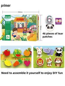 187 Stücke wiederverwendbares Stickerbuch mit 70 Seiten zum Abreißen und Aufkleben, Puzzle-Sticker für frühe Bildung, Quiet Book, geeignet als Weihnachts- und Neujahrgeschenk