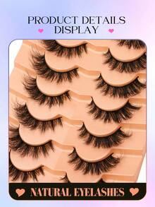 7 Pairs Of Thick And Fluffy Eyelashes Eyelashes Artificial Mink Cosplay Cat Eye Shape Anime Tail Slender Strip Eyelashes Multi-Layered Natural Cross Thick False Eyelashes For Beautiful And Professional Curls, A Must-Have Makeup Item For Holiday Stage Parties, Create Charming Eye Makeup - lông mi mềm mại - Xem 5