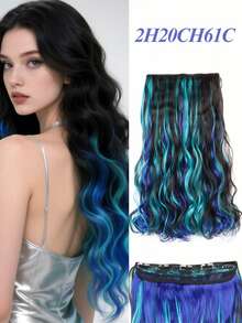 Peluca sintética ondulada de 18 pulgadas, extensiones de cabello con 5 piezas de clip, hechas de fibra sintética, resistente al calor, disponible en negro/rojo, adecuado para uso diario y vacaciones - Multicolor - Ver 14