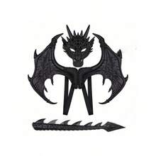 全新升级版RP龙套装,万圣节装饰龙翼尾巴面具套装,适合圣诞节、万圣节、感恩节、复活节礼物 | 龙战士全套服装,万圣节主题装扮,派对礼服,包含面具+翅膀+尾巴,5种颜色可选 - 彩色 - 查看 4