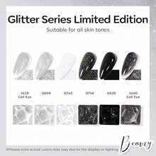 Cat Eye Gel Nail Polish Set, 6 Colors 9D Glassy Cat Eye Glitter Gel Polish Black Red Purple Blue Silver Brown Nail Polish All Seasons With Magnet Soak Off Led DIY Salon Gift-842643 - A-2午夜星塵 - 查看 3