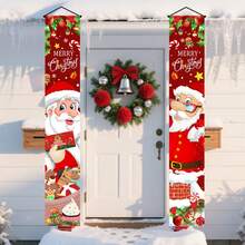 1 par de banderas decorativas navideñas, banderas colgantes decorativas navideñas lindas para el pórtico, decoración elegante para interiores y exteriores, ideal para el pórtico, el jardín, el garaje y la decoración del hogar