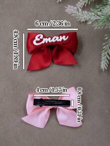 Custom Name Bow Hair Clip, Personalized Hair Accessory, Customizable Hairpin For Birthday Wedding Gift - Style a - View 2