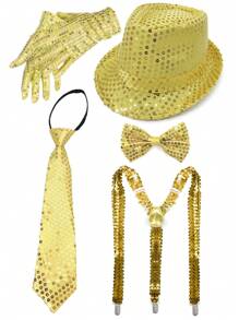 D EXCEED 1/4/5 件 70 年代 80 年代迪斯科和 Y2K 风格亮片手套，男女皆宜 - 非常适合复古角色扮演、迪斯科主题派对和 Y2K 狂欢聚会 - 彩色 - 查看 11