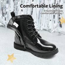 Kids Combat Boots | Ankle-Length Style With Side Zipper For Toddler & Little Kid - TẤT CẢ màu đen - Xem 6