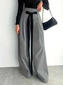 2 Pieces Set: Elegant Vintage Design Loose Blazer Jacket And Wide Leg Pants, Solid Color, Commuter Style, Autumn/Winter 2025 Christmas Collection