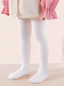 3件套婴幼儿打底裤套装，条纹和纯色紧身裤，女童修身裤，儿童简约修身裤，适合户外穿着，中等厚度 - 彩色 - 查看 5