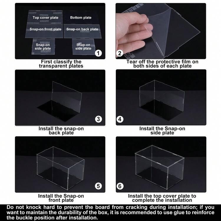 Clear Display Case, Acrylic Box Assemble Dustproof Box Showcase For Collectibles, Crafts - Clear 14.1x8.3x14.1 Inch - View 6