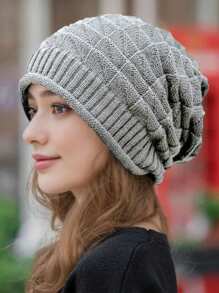 1pc Stretchy Knit Beanie Hat With Ribbed Brim, Soft, Fashionable And Warm Winter Cap For Women - 1pcs - View 11