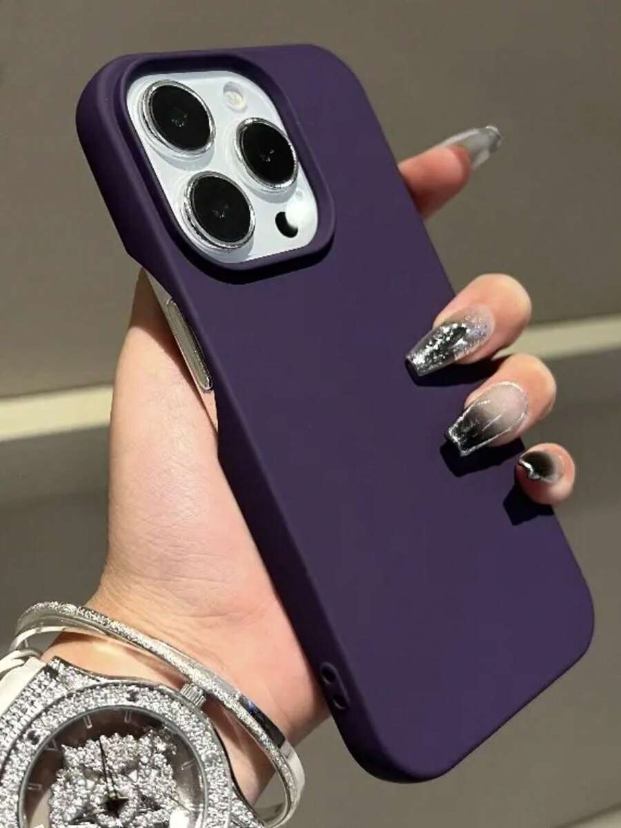 Ốp lưng điện thoại màu tím cao cấp tối giản tương thích với iPhone 16 Pro Max/16 Pro/16/16 Plus/15/15 Pro Max/15 Pro/15 Plus/11/12/13/14 Pro Max/XS/XR/11 Pro/11 Pro Max/12 Pro/12 Pro Max/13 Pro/13 Pro Max/7 Plus/14 Pro/14 Pro Max/14 Plus/7 Plus/8 Plus/8/SE2, Thiết kế sáng tạo dành cho nam và nữ Chống nước, Chống sốc, Chống rơi, Chống trầy xước - Màu tím-không viền - Xem 1