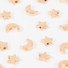 MAGICALCUTDIE 1box 100pcs 2 Style Alloy Beads Golden For Jewelry Findings Moon Star Mixed Patterns 9~11.5x8~9.5x3mm Hole: 1.6~2mm 50pcs/Style - 金色 - 查看 4