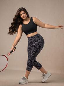 XianBinXiu 1件装女士无缝性感豹纹高弹力瑜伽裤，高腰提臀塑形紧身裤，适合跑步、健身锻炼，加大码灰色紧身打底裤，带收腹功能，适合运动、跑步、瑜伽，豹纹图案设计 - 彩色 - 查看 10