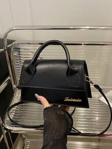 1 件女士高品质手提包，翻盖大容量方形包，适合购物、约会、所有季节，简约时尚单肩包，配有可拆卸可调节肩带，女士时尚包 - 黑色 - 查看 5