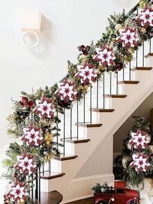 6/12/18PCS 5.12Inch Christmas Flower Decoration Snowflake Petals Sparkling Suitable For Christmas Tree Wreath New Year Weddings And Parties Home Decor Christmas Decorations Room Decor Winter