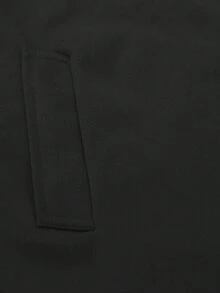 男士连帽长袖风衣，双排扣中长款风衣，休闲通勤轻便商务风衣，复古英伦风，秋冬款 - 黑色 - 查看 7